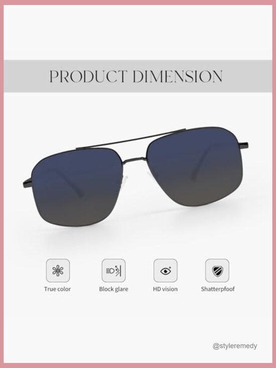 Metal Frame Polarized Sunglasses UV400 Protection Oversize Aviator main image 5
